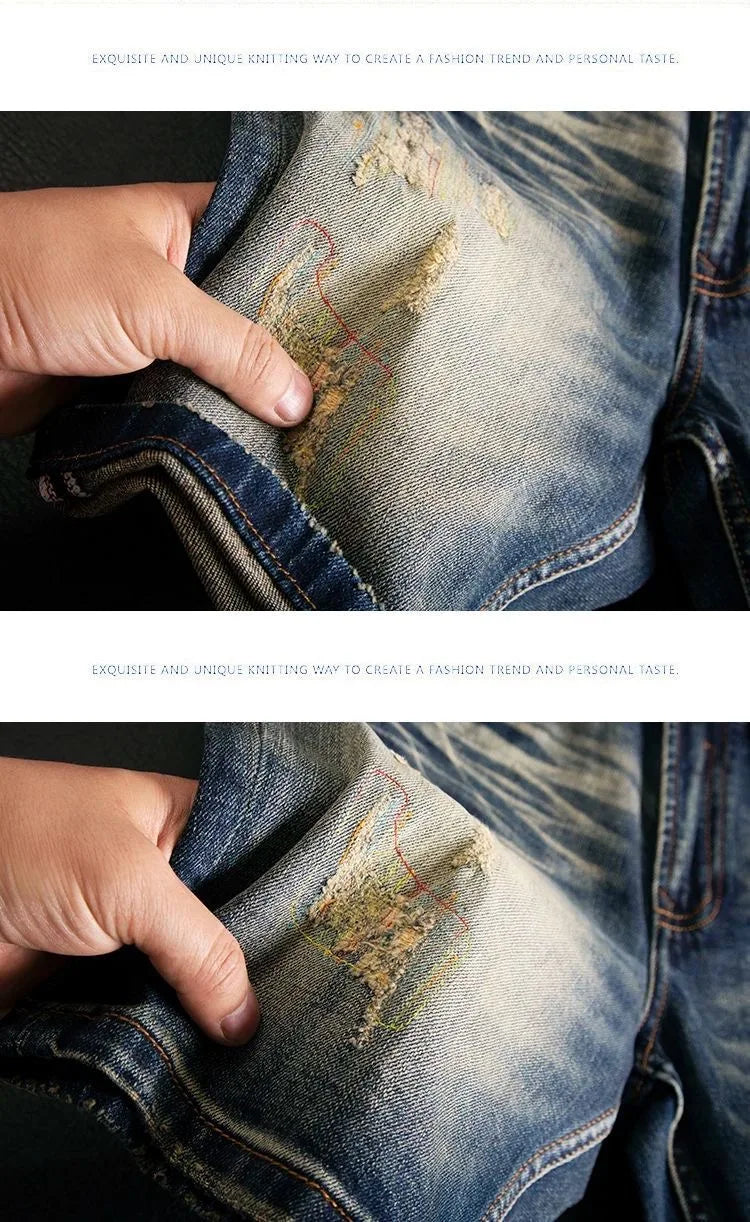 New Summer Classic Fashion Solid Color American Retro Straight Leg Denim Shorts Men's Casual Loose Fit Sports High Quality Jeans
