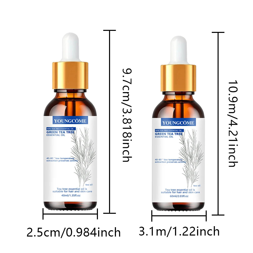 YOUNGCOME Pure Tea Tree Essential Oil - Green Tea Infused Natural Hair & Skin Care Solution for Daily Hydrating & Refreshing Car