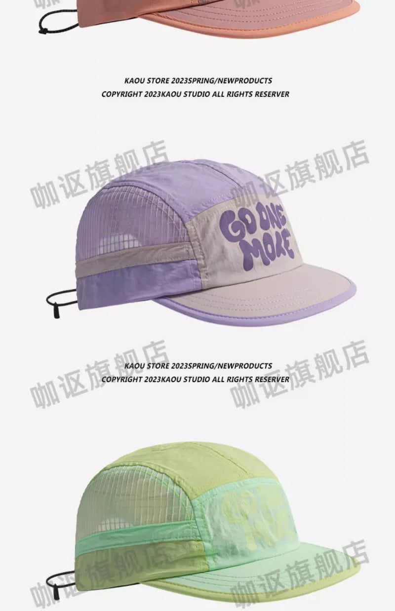 Spring Summer Outdoor Breathable Quick-drying Baseball Cap for Men and Women Lightweight Soft Brim Retro 5-panel Camping Hat
