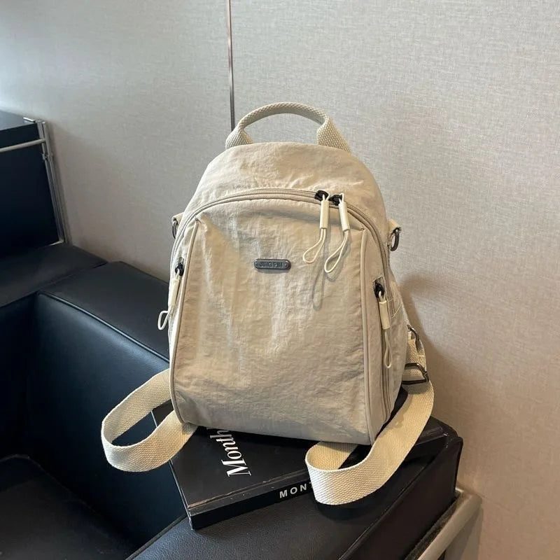 Multi Functional Nylon Mini Backpack, Casual Convertible Crossbody Sling Travel Bag for Women Multi-Pocket Daily Outdoor Daypack