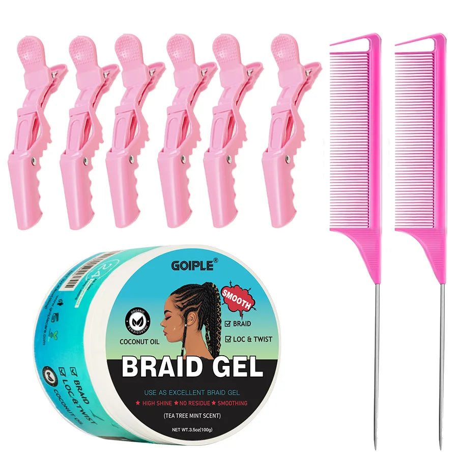 GOIPLE 100g Tea Tree Mint Braid Styling Gel Edge Control Frizz Smooth Hair Wax Pomade Loc Twist Braiding Cream For African Women