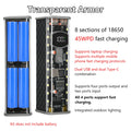 PD 45W 30-65W Super Fast Charging Transparent Power Bank Shell Welding Free 8 *18650 Battery Cartridges For Outdoor Light Type-C