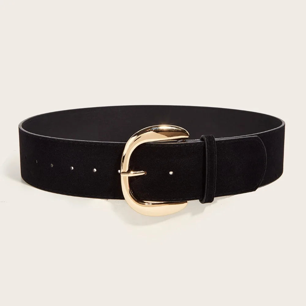 Retro Maillard Styles Suede Leather Wide Belt Trendy Casual Pin Buckle Waistband Luxury Design Versatile Business Waist Strap