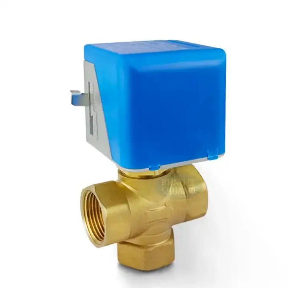 Brass Fan Coil Electric Actuator Central Air Conditioner Three Way Discharge Water Valve