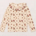 Kids Girls T Shirts Blouse and Pant Set 2026 Autumn Long Sleeve Ruffle Children's Tee Printed Retro Dress Outfwear Clothing