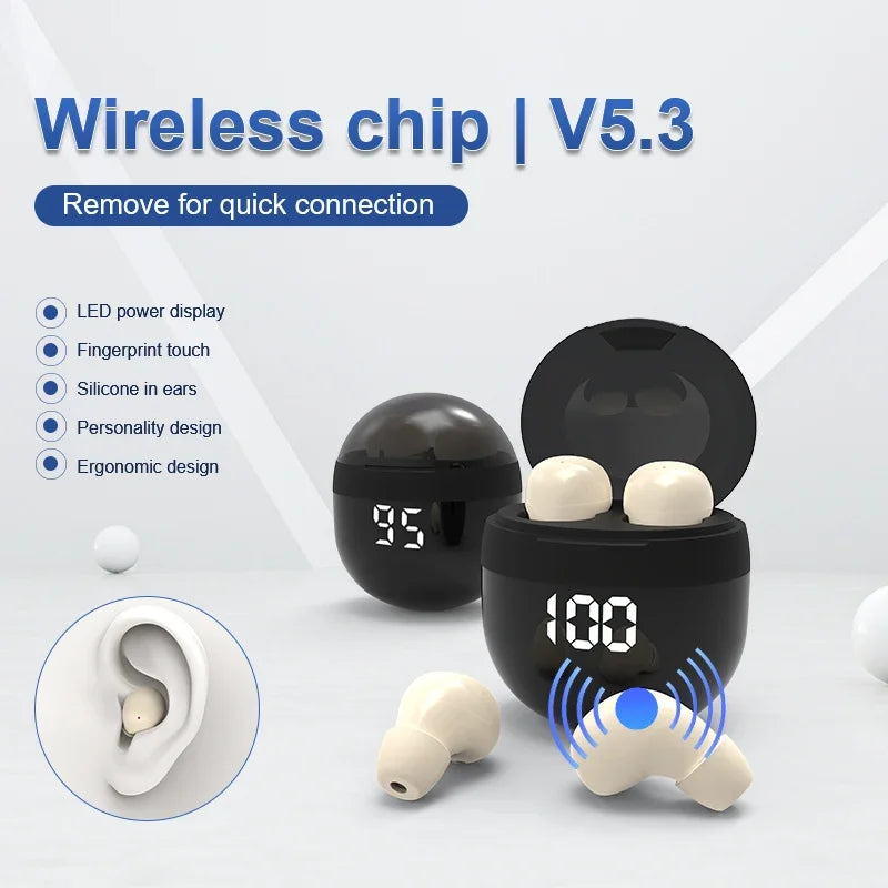 Wireless In-ear Headphones Bluetooth 5.4 Earphone Control Sport Headset Waterproof Microphone Music for Tumbler Design Mini Tiny