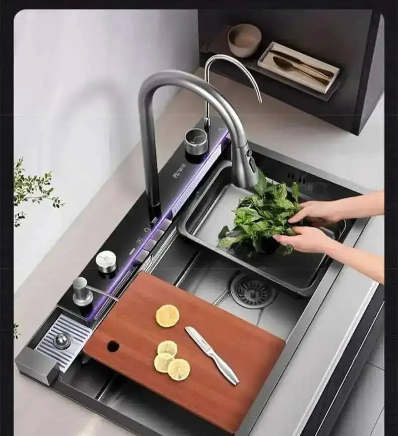 Sinks Creative Smart Kitchen Sinks for Apartments Modern Metal Multi-functional Sinks Kitchen Luxury Household for Rental Houses