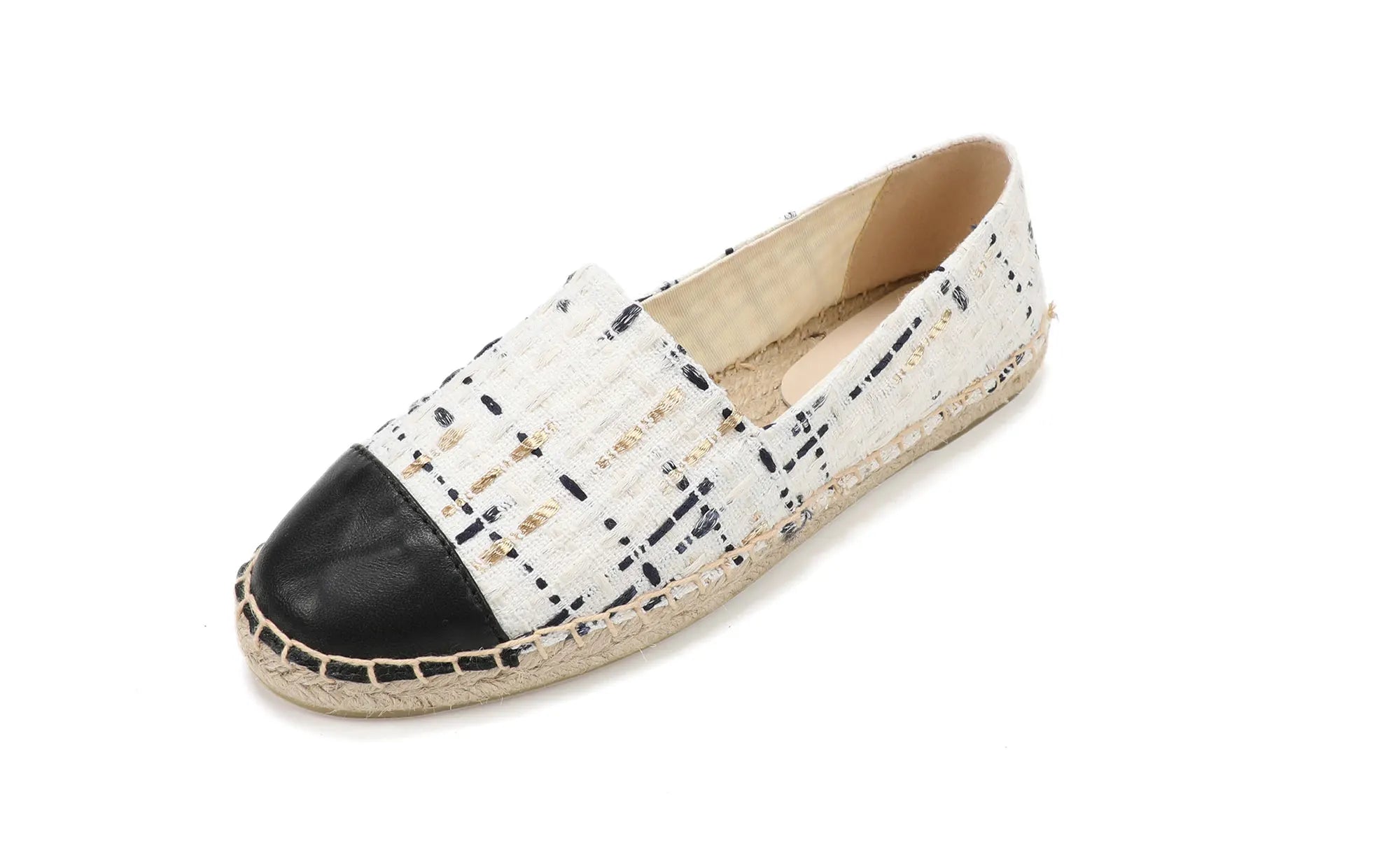 White espadrilles for women flat closed toe shoes