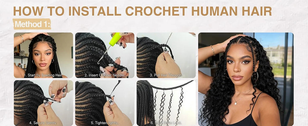 300gPre-divided Bulk Hair for Braiding Deep Wave Crochet Human Hair Knotless Miracle Knots Hair Extensions Boho Braids Invisible
