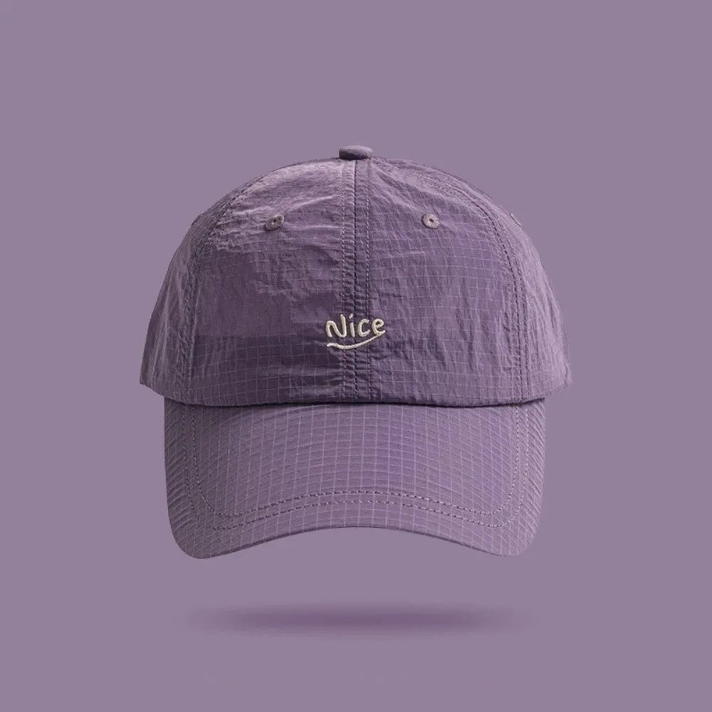 New Plaid Thin Sun Cap Quick-drying Breathable Baseball Cap Adjustable Letter Embroidery Sports Running Cap Men Women