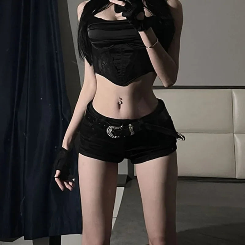 Women Denim Mini Shorts New European Style Trendy Summer Temperament Trousers Popular Button Sexy Sheath Night Club Slim Street