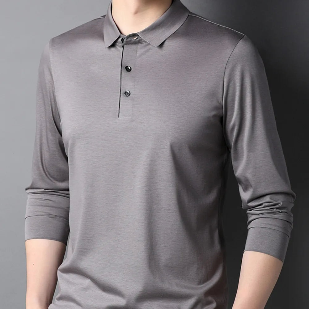Bamboo Fiber Viscose And Cotton Blend Polo Shirt Men Short Sleeve Collar New Seamless T-shirt Summer Thin Lightweight Poloshirt