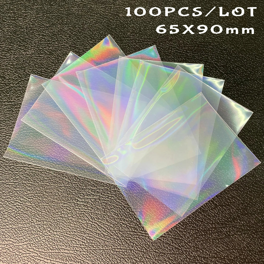 100pcs Board Game Card Sleeves Sweet Heart Foil Transparent Laser Clear YGO PKM Photo Kpop Protector Trading Cards Shield Cover