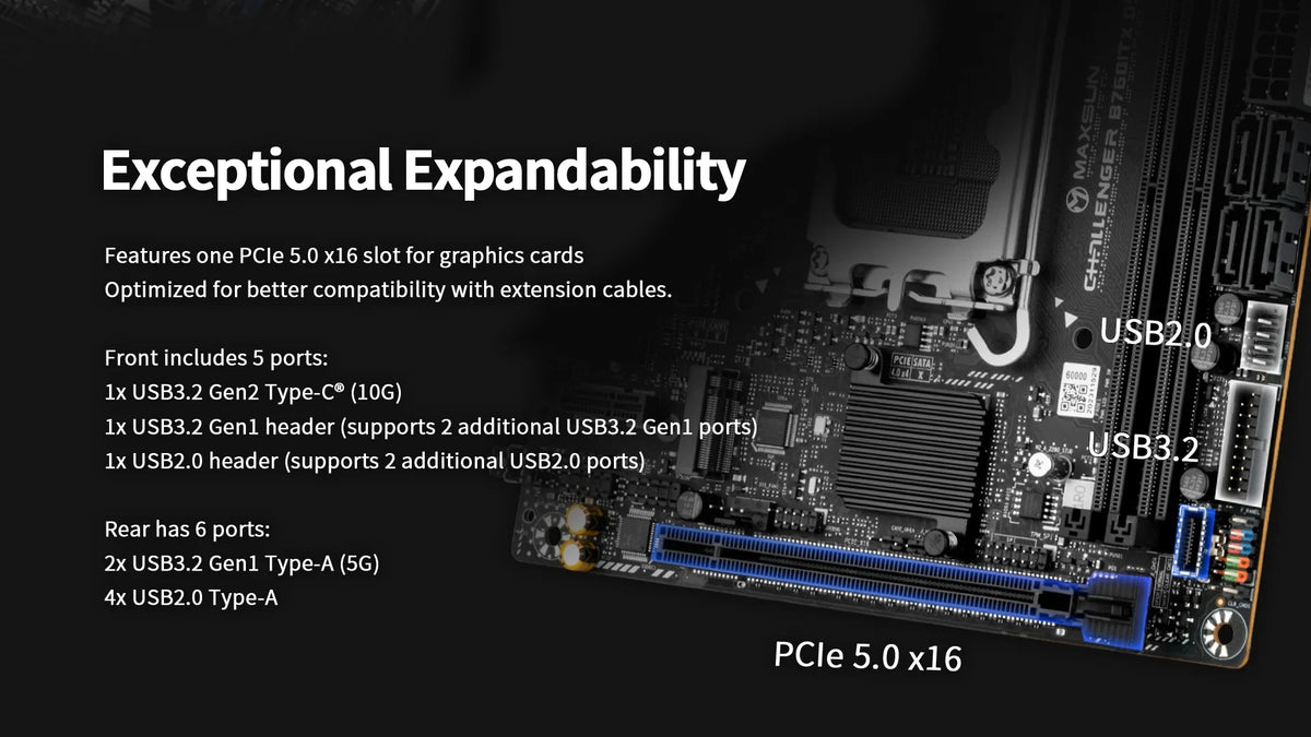 MAXSUN Game Motherboard B760ITX D5 support Intel 14 13 12th generation Core CPU DDR5 M.2 PCIEX16 4.0 Computer components