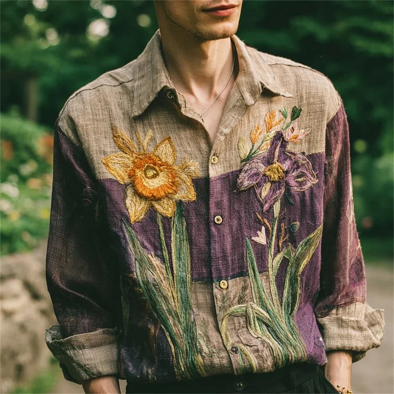 New Men's Long Sleeve Shirt Animal Cat 3D Printed Hawaiian Lapel Top Casual Comfortable Men's Shirt Top