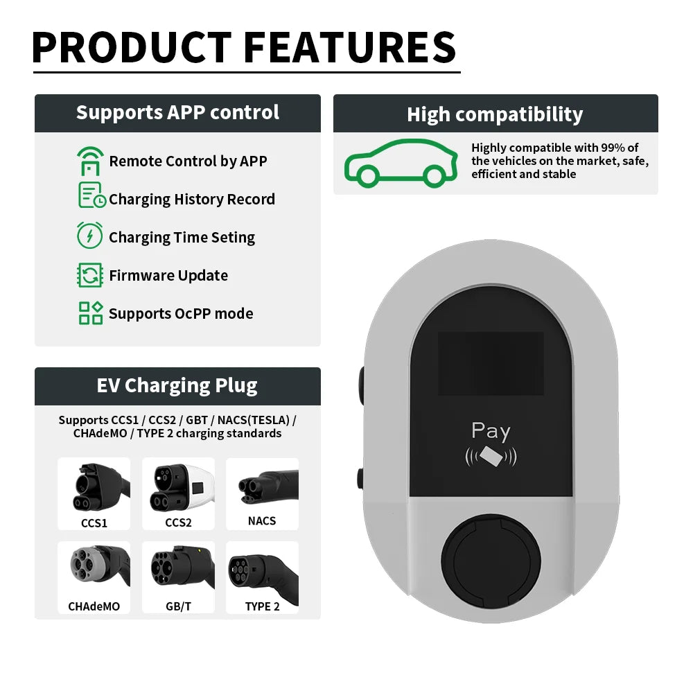 Home Use Car Charger Wallbox 22KW/7KW AC Charging Stations Ev