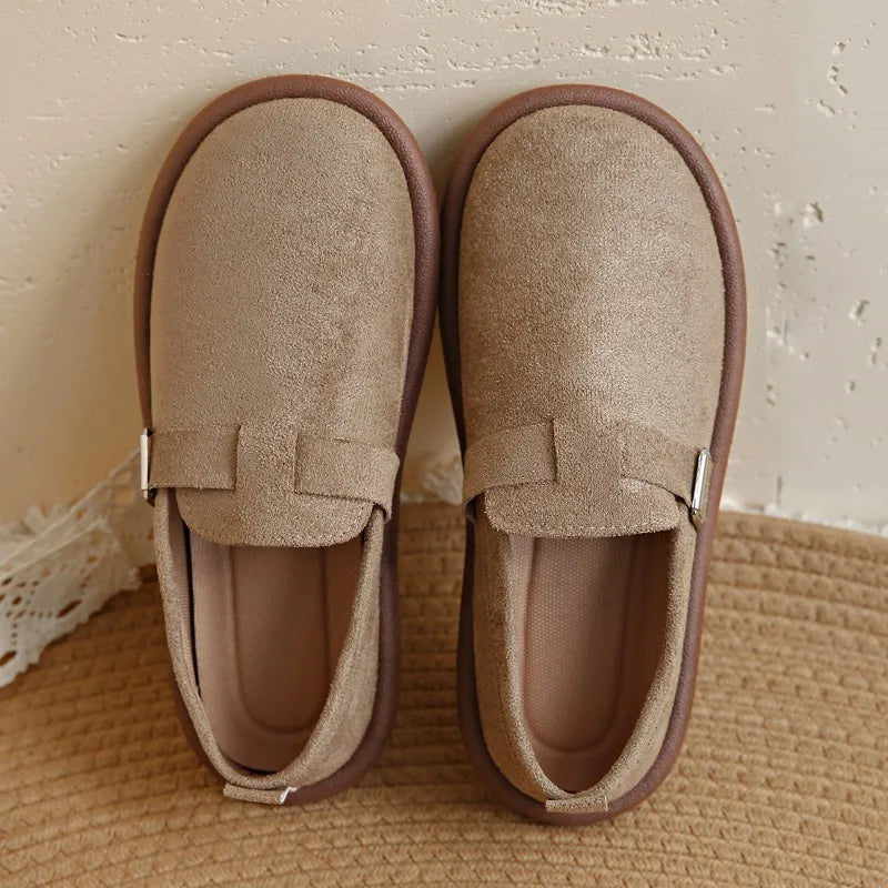 2025 New Thick Bottoming Women's Retro Spring and Autumn  Loafers Flat Non-slip with Skirt Soft Sole Single Shoes Женская Обувь