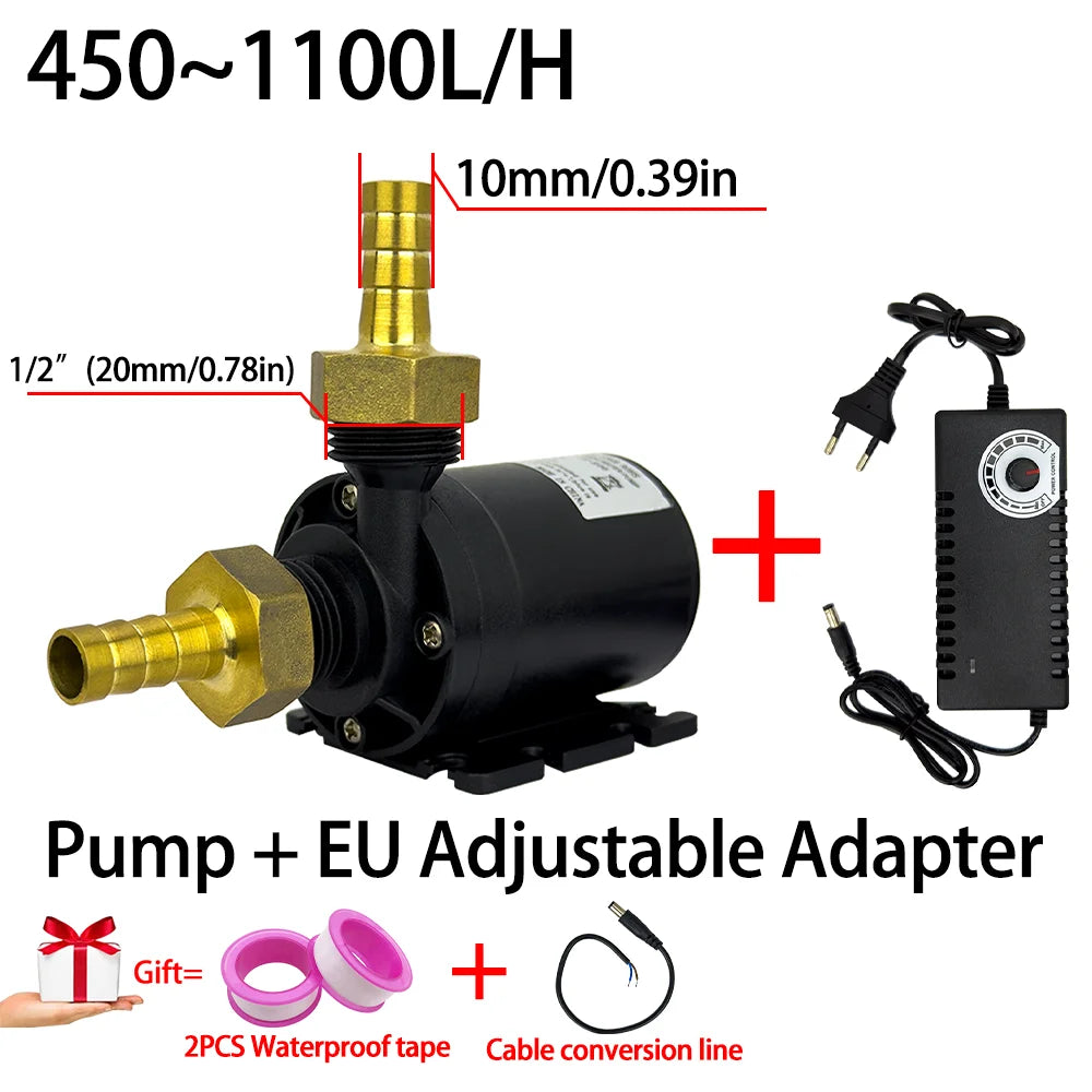 Brushless Motor Water Pump, DC6~24V 1100L/H, 8M Head G1/2" Submersible Pump, Fountain Water Heater, Shower Booster Pump, IP68