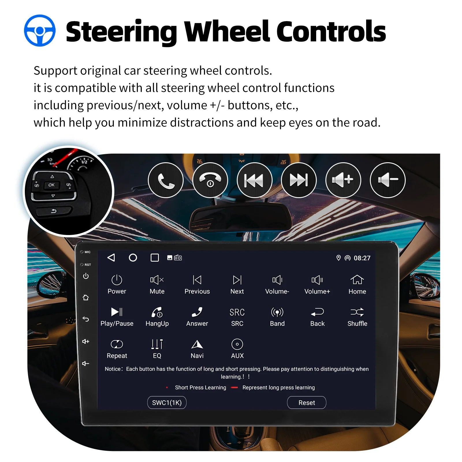 ESSGOO 9Inch 2 DIN Car Stereo Radio Wirless Carplay Android Auto Car Stereo Bluetooth 64G GPS Navigation RDS WiFi USB FM DAB+CAM