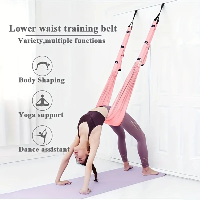 Adjustable Aerial Yoga Strap Elastic Stretch Door Hanging Yoga Belts Hammock Swing Fitness Handstand Rope Training Device Women