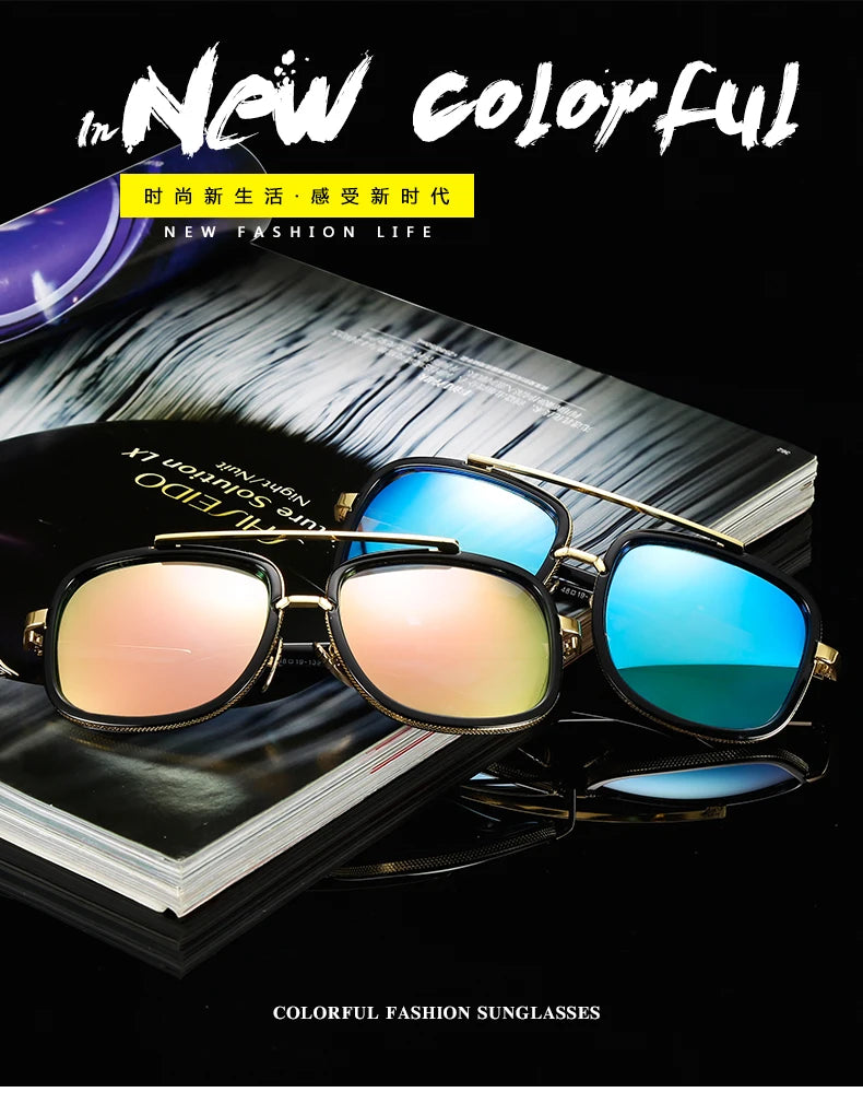 New Fashion Big Frame Sunglasses Men Square Metal Sun Glasses Women Retro Sun Glasses Vintage High Quality