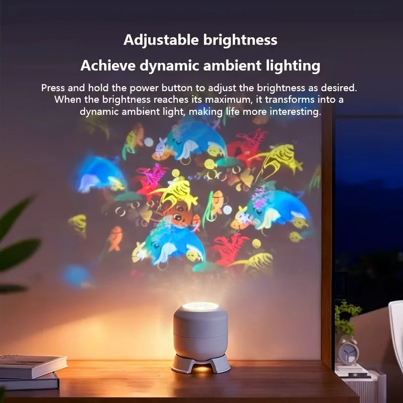 LED Starry Ocean Projector Light, 360° Rotating Dynamic Projection Night Light, USB Plug-in Ambient Lamp, Decorative Lighting