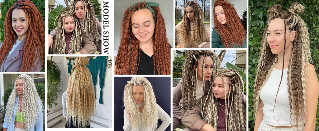 24 Inch Synthetic 8 Strands/Lot SE Dreadlocs Braids Hair Extensions, 3 In 1 Mixed Hippie Style Single End Dreadslocks for Women