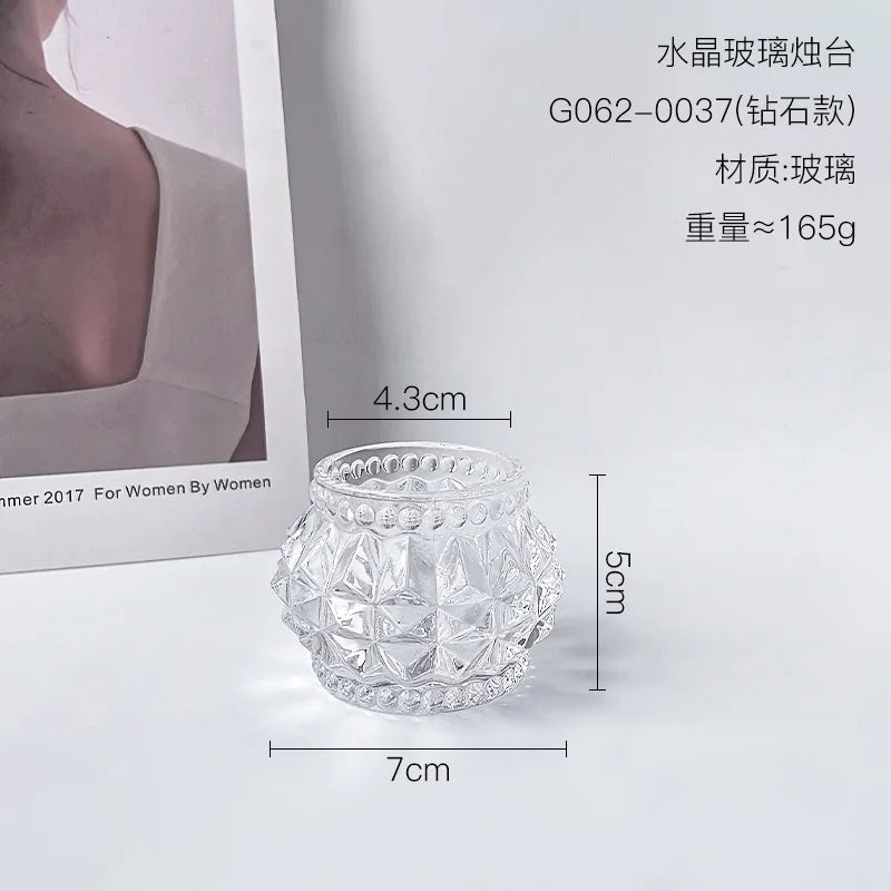 European Style Crystal Glass Candle Holder Romantic Dinner Small Candle Stand Bar Home Hotel Decor
