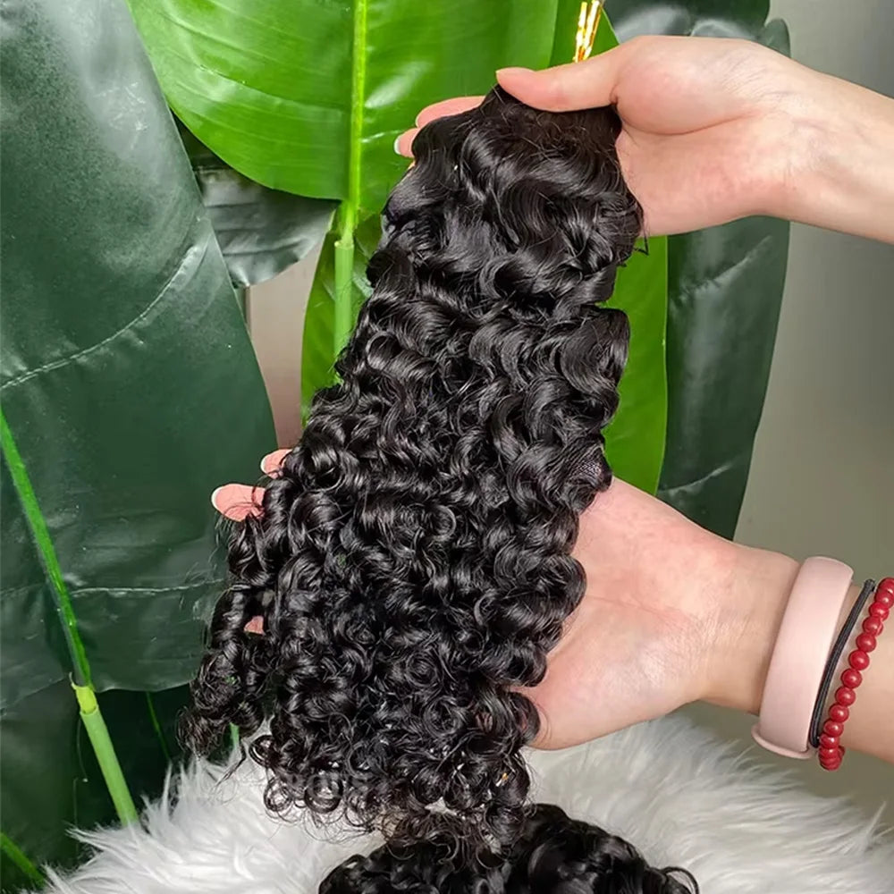 Burmese Curly Human Crochet Human Hair Feather Line Crochet Hair Braids For Thin Hair Woman Micro Pre Looped Crochet Hair