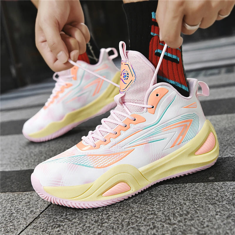 Men's Athletic Basketball Sneakers Breathable Cushioning Non-Slip Wearable Gym Training Running Shoes for Men And Women