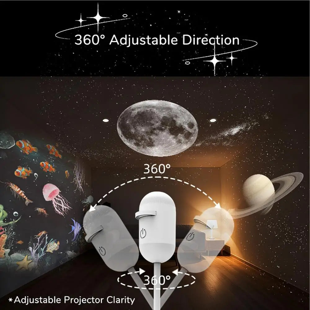 USB Car Atmosphere Projector Light Car Interior Ambient Light LED Starry Star Light Party Decor Romantic Saturn Galaxy Light