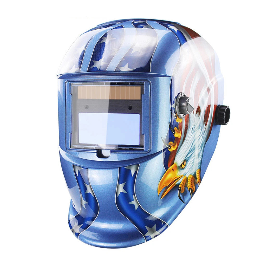 Solar Welding Facemask Auto Darkening Heat Insulation Head-mounted Large View Automatic Dimming Face Shield Arc Welding Helmet