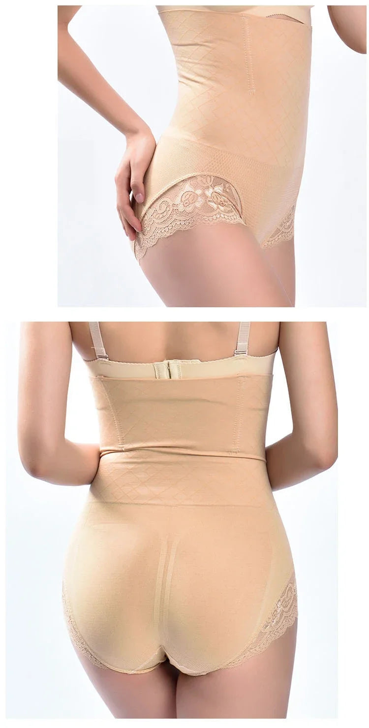 Women High Waist Panties Body Shaper Tummy Control Underwear Butt Lifting Shapewear with Lace Slimming Belly Waist Trainer