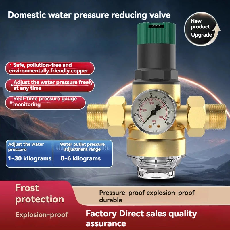 2026　DN15 Pressure Reducing Valve Brass Double Union Pipe Factory Water Pressure Reducing Pressure Stabilizing