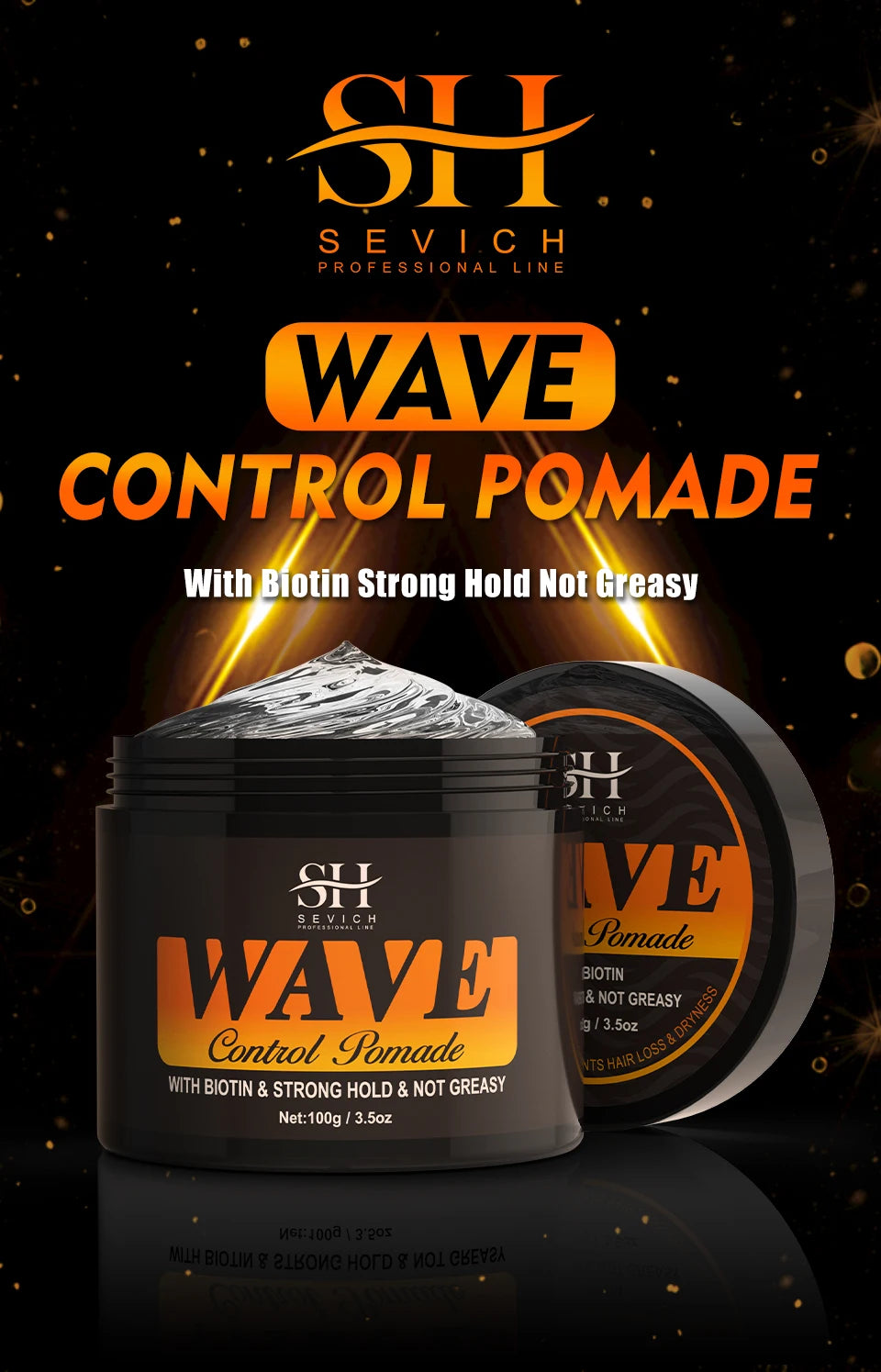 Biotin Wave Pomade For Deep Waves 360 Strong Hold Hair Styling Cream Wavy Hair Oil With Brush Waves Cream For African Black Men