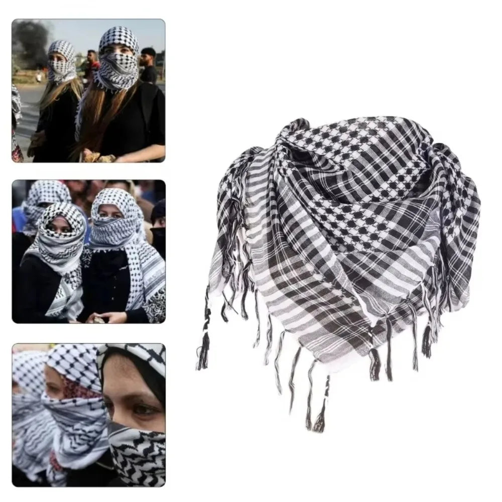 New Large Arab Shemagh Headscarf with Tassel Costume Head Neck Scarf Bandana Keffiyeh for Men Women