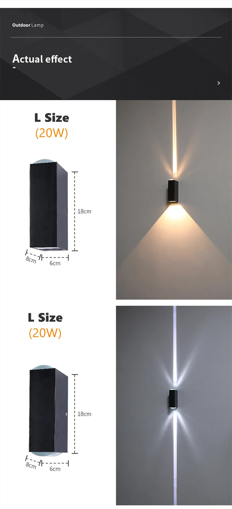 6W 10W 20W Outdoor LED Wall Lights Up and Down Narrow Beam COB Aluminium Wall Sconces Porch Light Garden Waterproof Spotlight