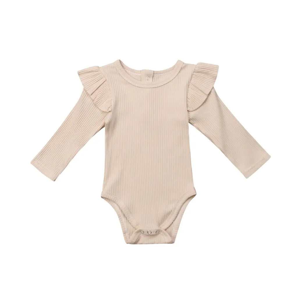 ma&baby 0-24M Spring Fall Newborn Baby Girls Romper Infant Knit Ruffle Jumpsuit Soft Long Sleeve Solid Color  Clothing