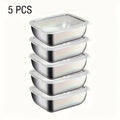 5pcs 316 Stainless Steel Food Storage Stackable Meal Boxes for Kitchen Fridge Lunch Ideal for Meal Prep Travel Kitchen Storage