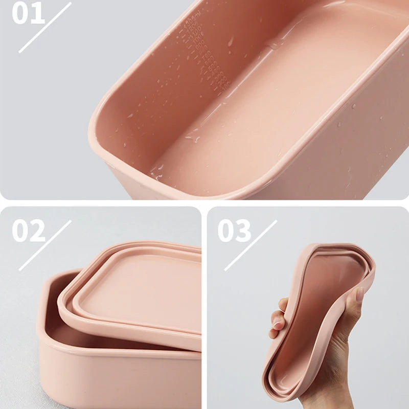 3Pcs/set(300ml+700ml+1300ml) Silicone Lunch Box,Microwaveable Bento Box,Food Container With Lid For School Work Travel Leakproof
