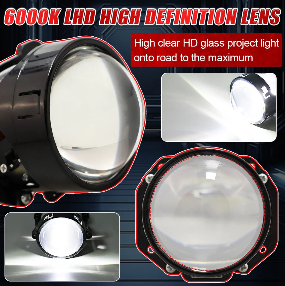 2.5 Inch Bi Led Projector Lens Led Light H4 H7 9005 9006 Car Headlight Bulb High Low Beam 6000K Diode 300W 30000LM Turbo Tuning