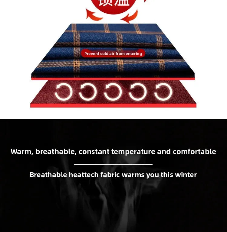 Thickened Fleece Winter Warm Shirt Men's Long Sleeve Plaid Casual Style Dad Clothes Comfortable Breathable Casual Shirt