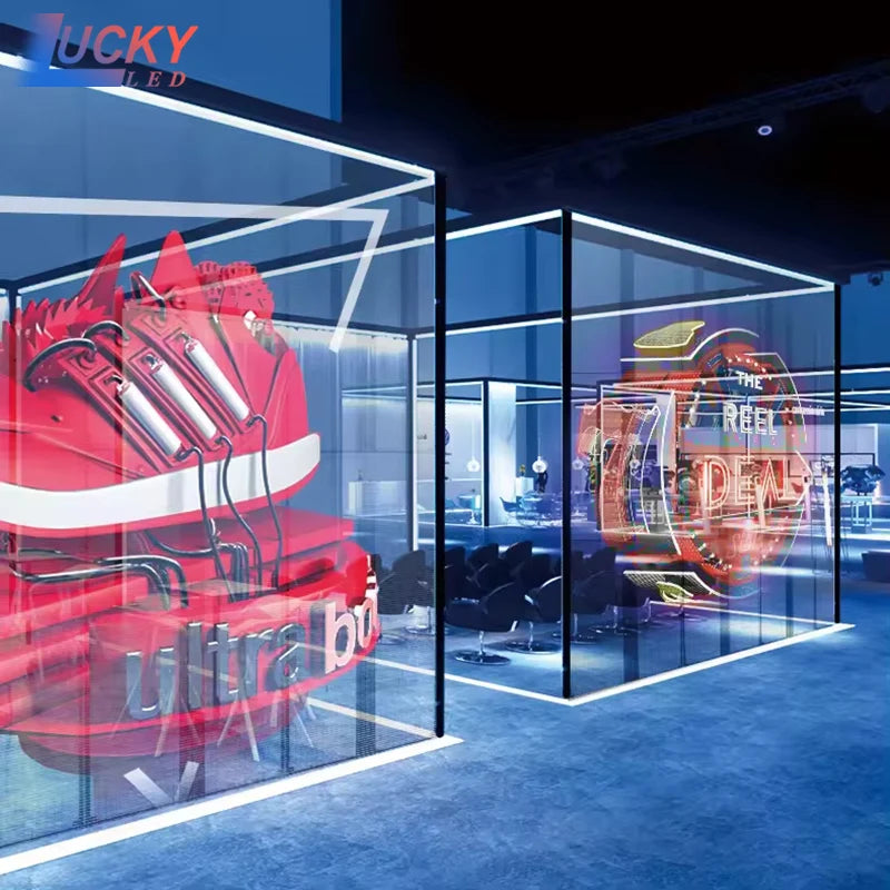 Super Slim Adhesive LED Screen Display Flexible Transparent Glass Film for Indoor Outdoor Wall
