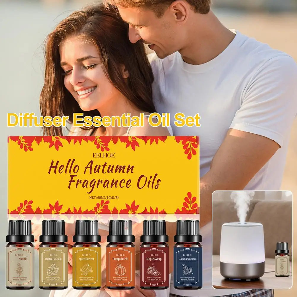 6x10ml Autumn Diffuser Fragrance Oils, Fall Essential Oils For Diffusers For Home,  Candle Soap Making Scents, Coconut Vanilla