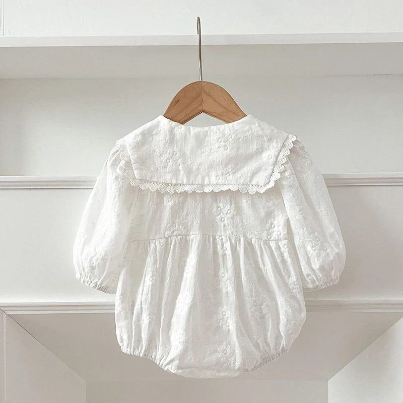 0-24M New Infant Baby Girls Jumpsuit Baby Romper Girls Embroidery Clothing Spring Cotton Long Sleeve Toddler Baby Girl Romper