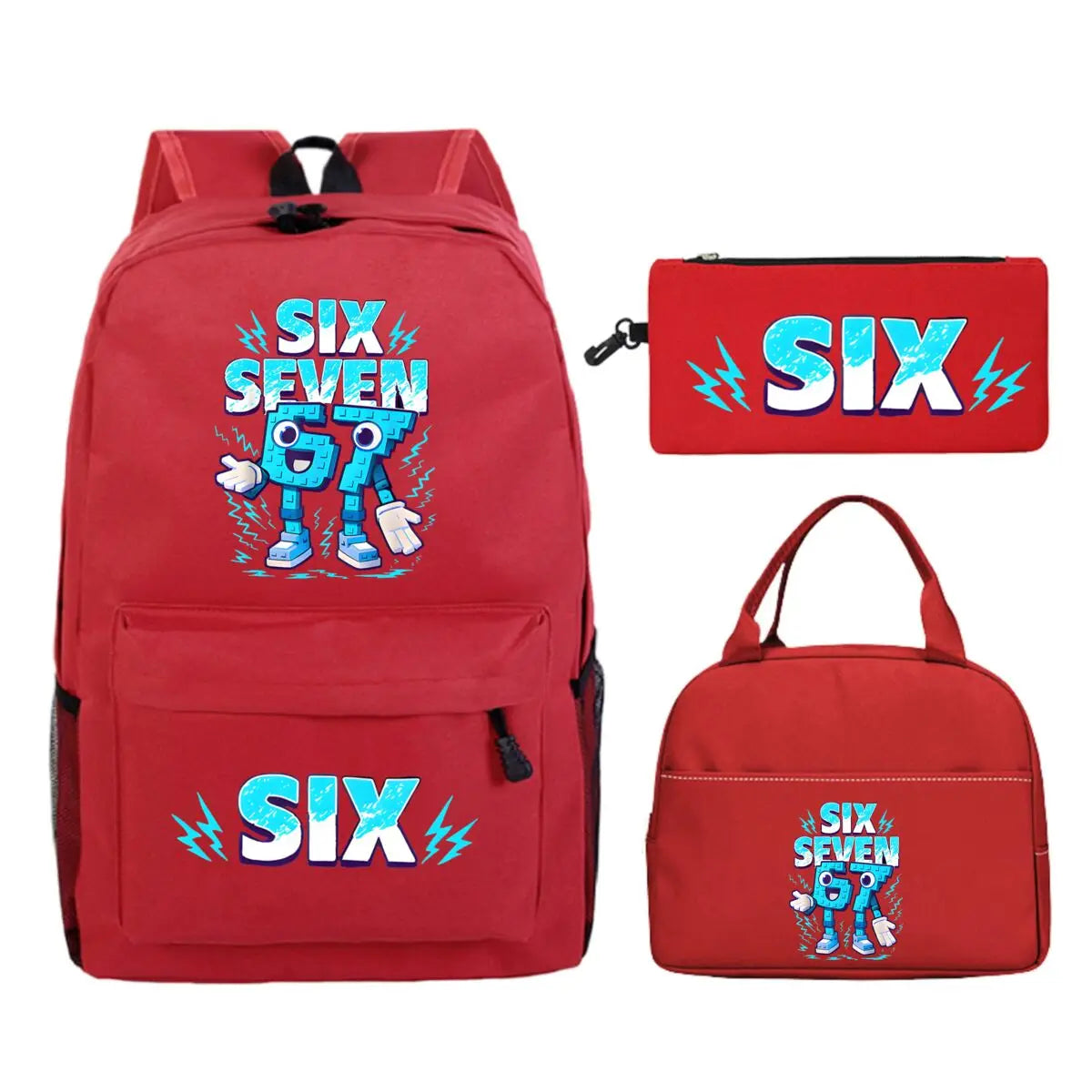 Fun Six Seven Print 3Pcs/Set Backpack Teen Boy Girl Back To School Schoolbag 67 Italian Brainrot Lunch Bag Rucksack Pencil Case