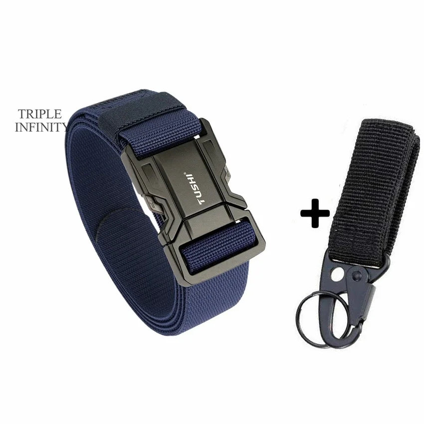 Quick Release Military Tactical Belts With Metal Buckle Durable Elastic Waist Belt Men Outdoor Training Stretch Strap For Pants