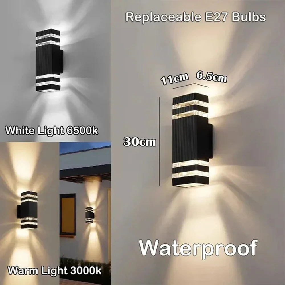2025 NEW Wall Light Outdoor Waterproof LED E27 Bulb External Facade Decor Stairs Lights Entrance Fixture Home Decorative Wall