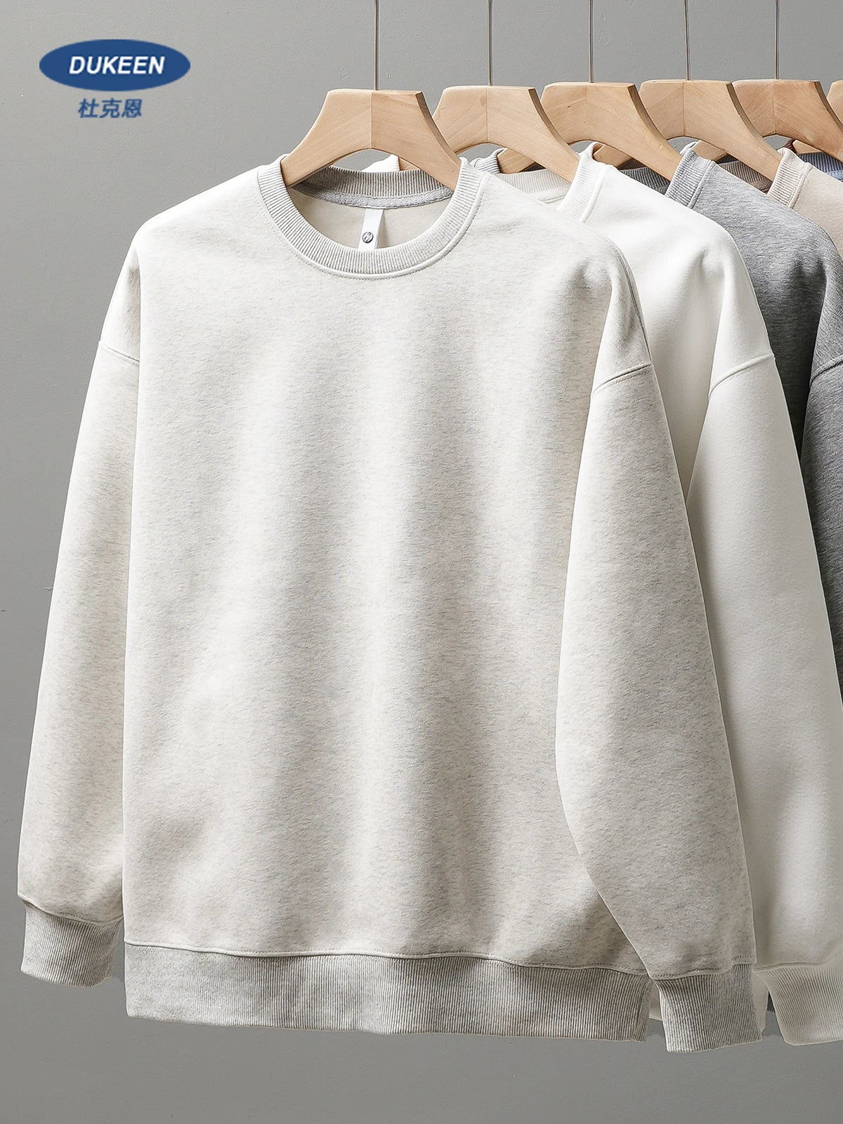 DUKEEN 460G Heavyweight Men's Sweatshirts 2025 Autumn Round-Neck Long Sleeve Solid Color Sport Pullover 11 Color Choose
