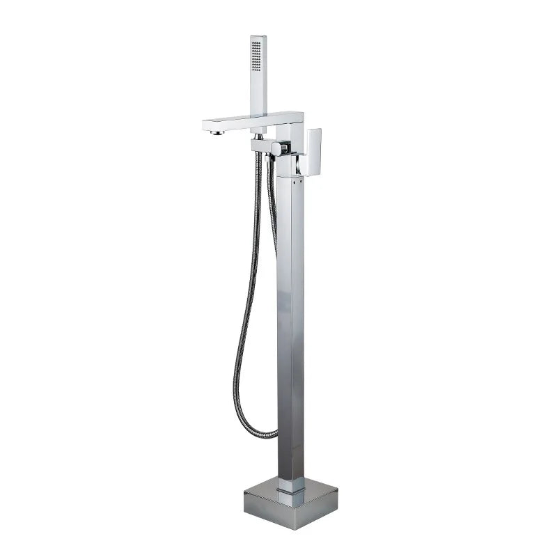KEMAIDI Brass Freestanding Bathtub Shower Faucet Floor Tub Filler Mixer Tap 360 Degree Swivel Spout Shower Systerm Matte Black